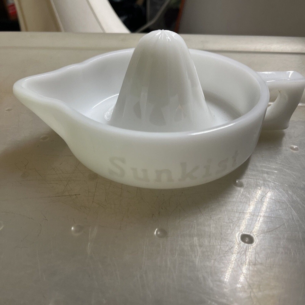 Vintage Sunkist White Milk Glass Juicer-Made in USA